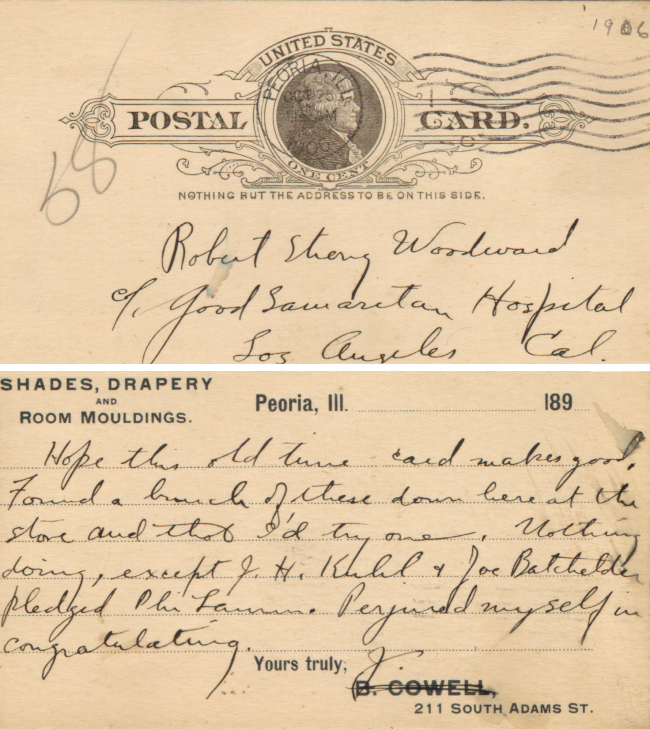 Post Card from Joseph Cowell to RSW